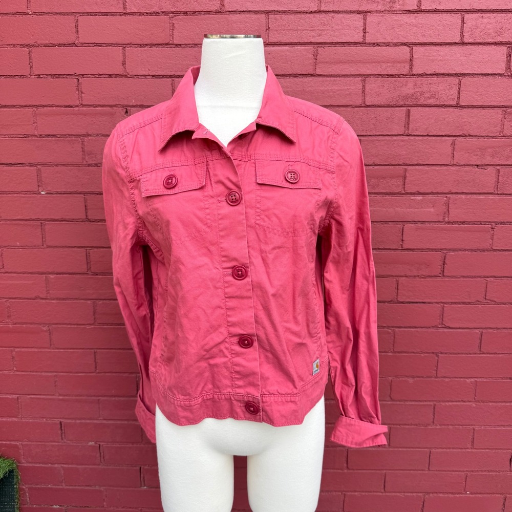 Carhartt For Women Jacket Size‎ Medium  Pink Button Front Utility Cottage Preppy